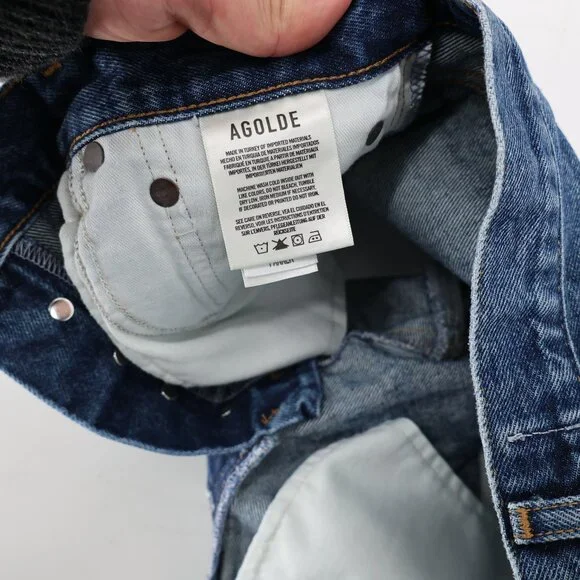 Agolde Parker Denim Shorts Womens 25 medium Wash Cutoff Raw Hem Distressed 2.5" - Picture 9 of 10